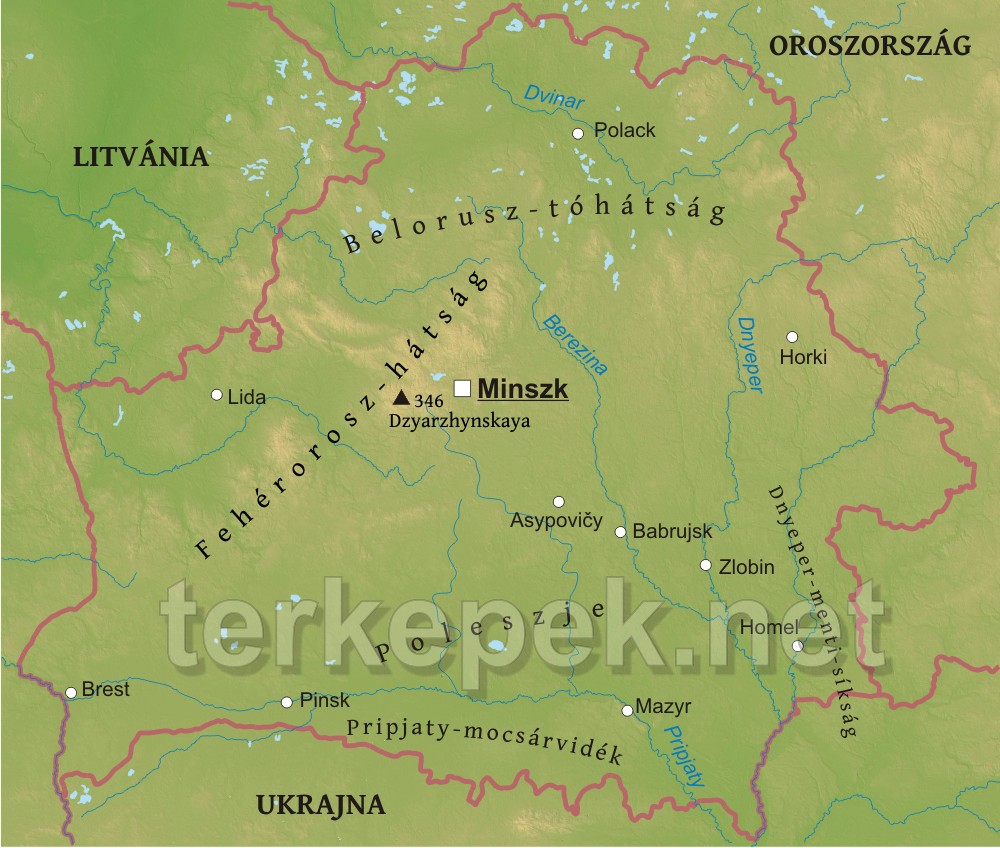 lengyelország domborzati térkép Fehéroroszország térképek lengyelország domborzati térkép